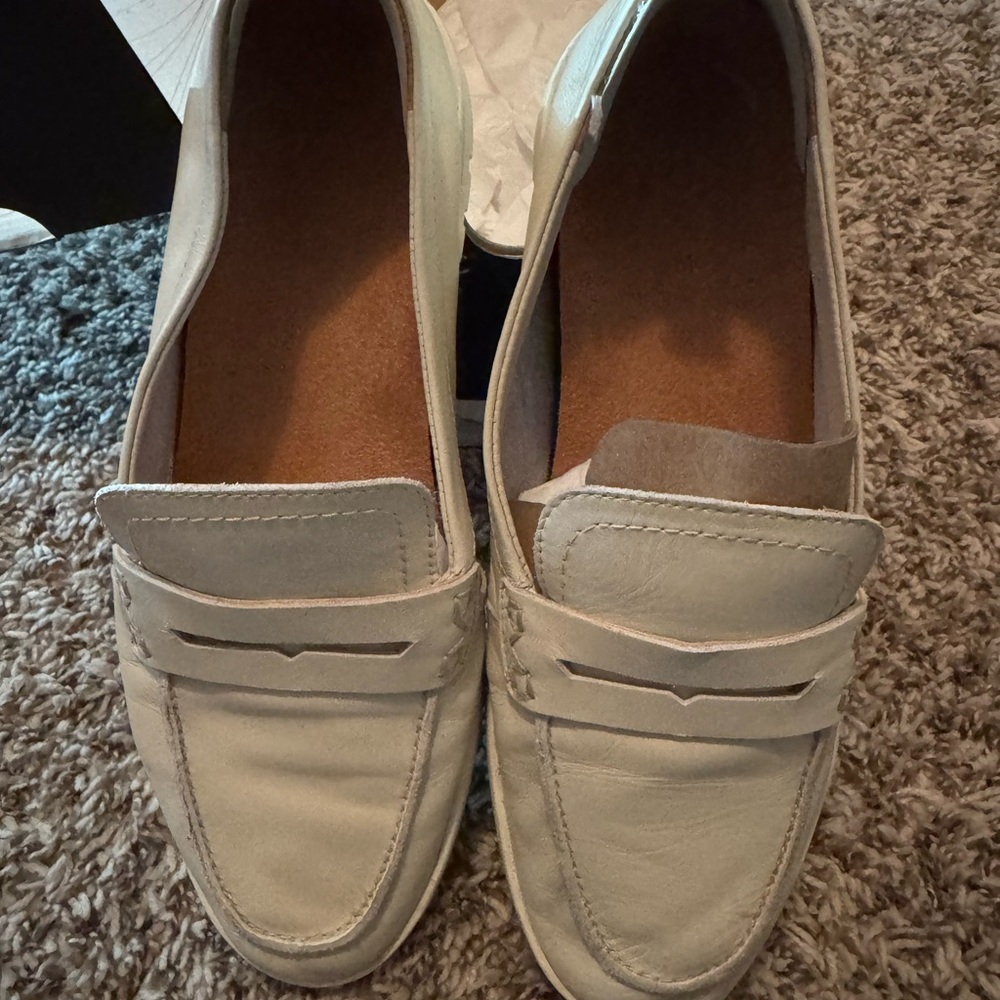 Cream Leather Loafers